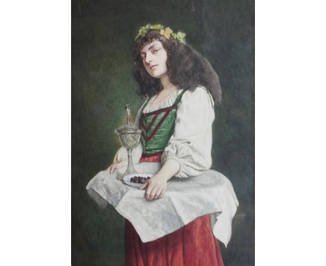 Sir James Dromgole Linton (1840-1916) Portrait of a young servant Watercolour Signed with initials 52cm x 36cm