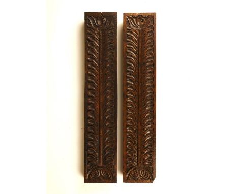 A group of architectural carvings, 17th century and later Comprising: a pair of 17th-century lunette and stiff leaf carved up