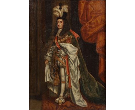 After Sir Peter Lely Portrait of Charles II Oil on canvas 42cm x 29cm.Provenance: The Collection of Lord Crewe (according to 