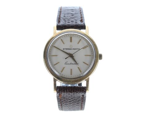 Eterna-Matic Centenaire automatic gold plated and stainless steel gentleman's wristwatch, silvered dial with applied gilt bat
