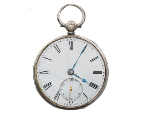 Small Victorian silver fusee lever pocket watch, London 1856, the movement signed James & Son, Farnham, no. 5820, with engrav