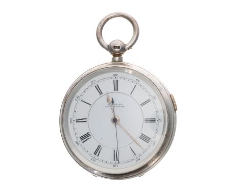 H. Samuel silver centre seconds chronograph lever pocket watch, Chester 1902, gilt three quarter plate movement signed H. Sam