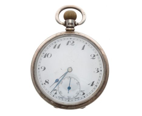 Silver lever pocket watch, Birmingham 1928, the movement signed Rands with compensated balance and regulator, inscribed hinge