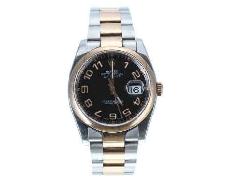 Rolex Oyster Perpetual Datejust 36 stainless steel and Everose gold gentleman's wristwatch, reference no. 116201, serial no. 
