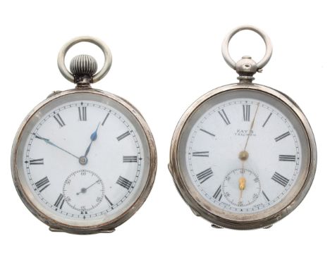Orex silver (0.935) lever engine turned pocket watch, signed movement, Roman numeral dial, 50mm; together with a silver engin