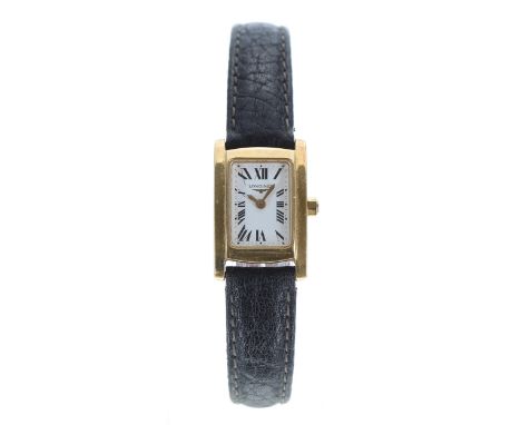 Longines Dolce Vita 18ct lady's wristwatch, reference no. L5 158 6, rectangular white dial with Roman numerals and minute mar