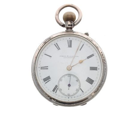 Victorian silver lever pocket watch, London 1897, the three quarter plate movement signed Curtis & Horspool, Leicester, 'By A