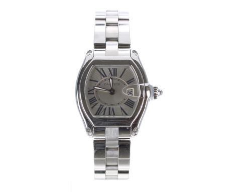 Cartier Roadster lady's stainless steel wristwatch, reference no. 2675, serial no. 90598xxx, silvered dial, quartz, Cartier b