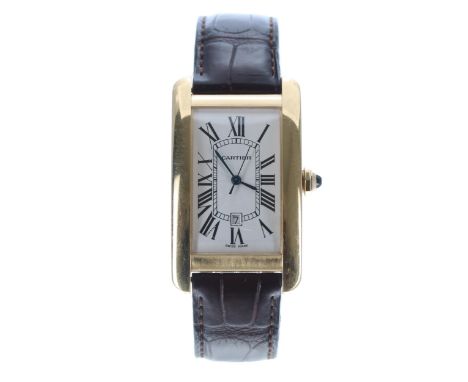 Cartier Tank Americaine 18ct automatic gentleman's wristwatch, reference no. 2329, serial no. 77404xxx, silvered guilloche di