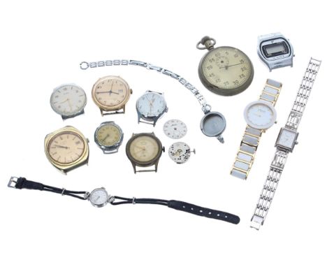 Cyma Cymaflex 9ct white gold diamond set lady's cocktail wristwatch, 17mm; Timex gold plated automatic wristwatch together wi