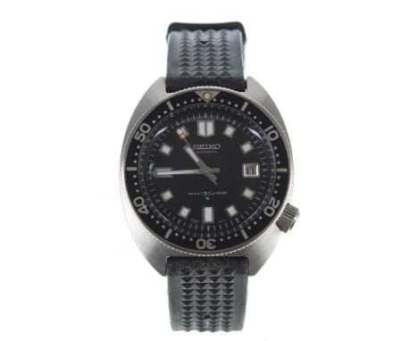 Seiko Diver's automatic stainless steel wristwatch, reference no. 6105-8000, serial no. 024xxx, circa 1970, black dial with l