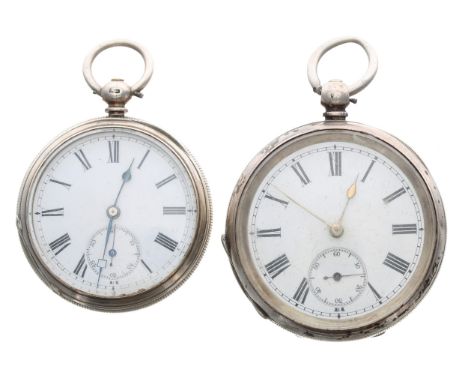 Silver cylinder engine turned pocket watch,&nbsp;the movement signed R. Moretti, Cardiff, the dial with Roman numerals and su