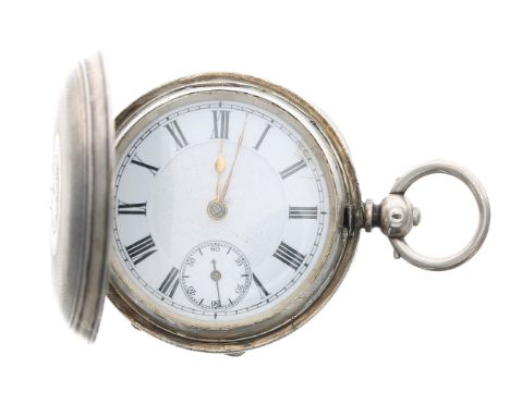 Silver lever engine turned hunter pocket watch, the movement stamped 'The Paragon, Trademark', no. 46416, Roman numeral dial,