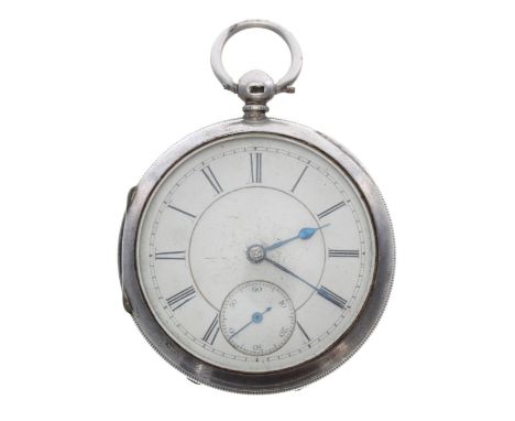 19th century silver fusee lever pocket watch, Chester 1881, unsigned movement, no. 3997, with engraved balance cock, compensa