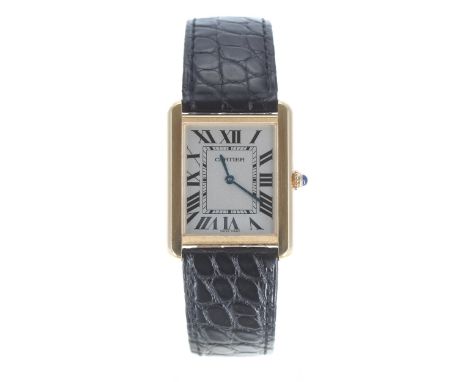 Cartier Tank Solo stainless steel and gold gentleman's wristwatch, reference no. 2742, serial no. 80283xxx, circa 2007, silve