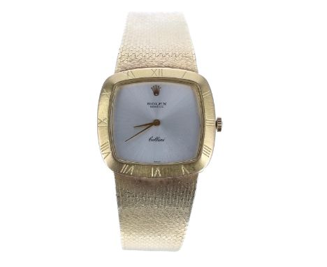 Rolex Cellini 18ct yellow gold gentleman's dress wristwatch, Roman numeral set bezel with silvered dial, manual wind movement