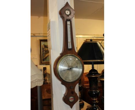 A 19th century D Fagiolo & Son banjo barometer in rosewood case, the silverised dial signed and marked 3 Gt Warner Street, Cl