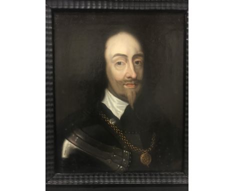 AFTER SIR ANTHONY VAN DYCK "Charles I" a portrait study, half length wearing armour and the badge of the Order of the Garter,