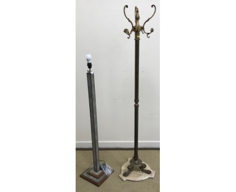 An Art Deco style faux shagreen veneered standard lamp on a stepped square base with telescopic chrome plated upper section 1