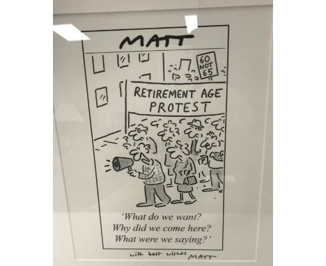 AFTER MATT "Retirement Age Protest", signed "With best wishes Matt", together with a Choongwah Hat Makers pith helmet and a b