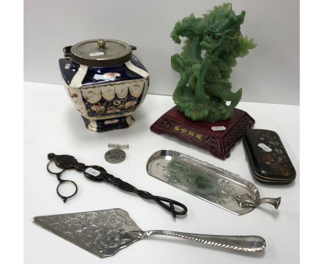 A collection of items to include a circa 1900 tortoiseshell and inlaid card case decorated with floral spray and bird, a pair
