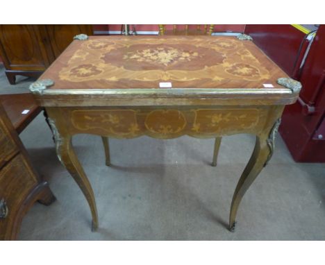 A 19th Century French rosewood and marquetry inlaid card table