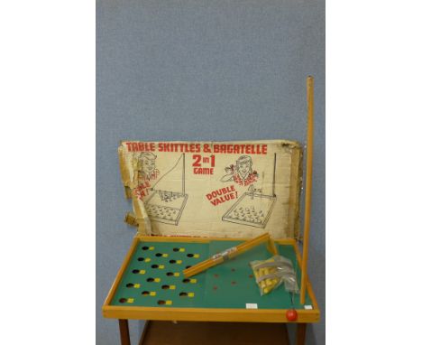 A vintage table skittles/bagatelle game