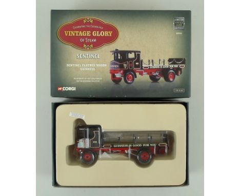 A group of Corgi Vintage Glory of Steam die cast 1:50 models, comprising a Sentinel Platform Wagon, a Sentinel Flatbed Wagon,