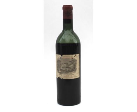 Vintage Wine: a bottle of Chateau Lafite-Rothschild, 1955, Pauillac, Premier Grand Cru Classe, U: low shoulder.