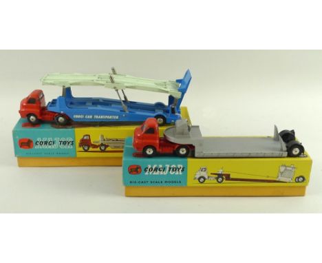 Two mid 20th century Corgi toys, one a 'Carrimore' Car Transporter, model no.1101, in blue and red, with original instruction