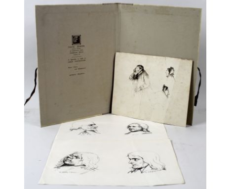Major Lionel Grimston Fawkes (British, 1849-1931): 'Studies from Life at one of E.O.H's addresses', a set of seven pen and in