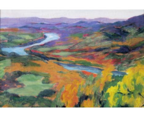 Louise Minks (American, 20th century): 'The Connecticut River from Mount Holyoke, October', pastel on paper, signed lower lef