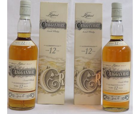 Two boxed bottles of Cragganmore single Highland malt Scotch whisky, 12 years old, 75cl