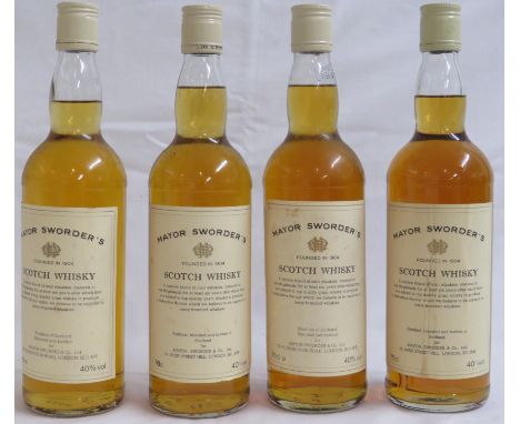 Four bottles of Mayor Sworder's Scotch whisky, 70cl