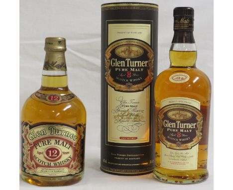 Boxed bottle of Glen Turner pure malt Scotch whisky, aged 8 years, 70cl; and bottle of Glen Turner pure malt Scotch whisky, a