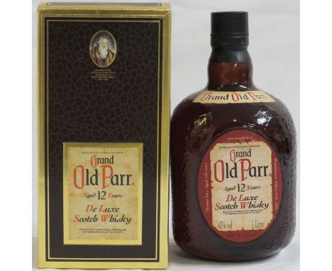 Boxed bottle of Grand Old Parr de luxe Scotch whisky, aged 12 years, 1 litre