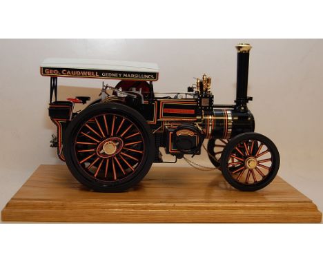 MIDSUMMER MODELS DIE CAST MODEL TRACTION ENGINE GEO. CAUDWELL GEDNEY MARSH LINCS PRESENTED ON PLINTH WITH CLEAR PERSPEX COVER