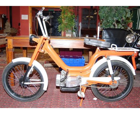 NORTON VILLIERS TRIUMPH 49CC MOPED 1977 WITH MODERN V5C LOGBOOK, PARTLY RESTORED , COMES WITH BOX OF SPARE ENGINE PARTS.