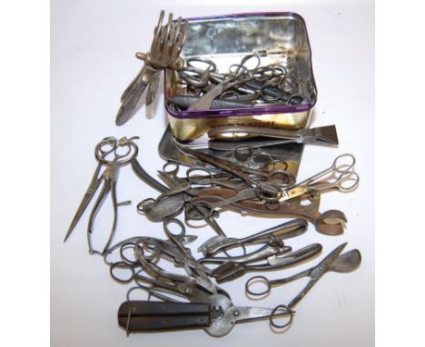 A COLLECTION OF VINTAGE SCISSORS, CLIPPERS AND CUTTERS, OVER 50 ITEMS 