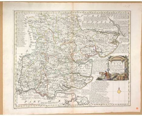 Miscellaneous collection of maps to include Essex, hand-coloured copper engraving by John Gibson &amp; Emanuel Bowen, London: