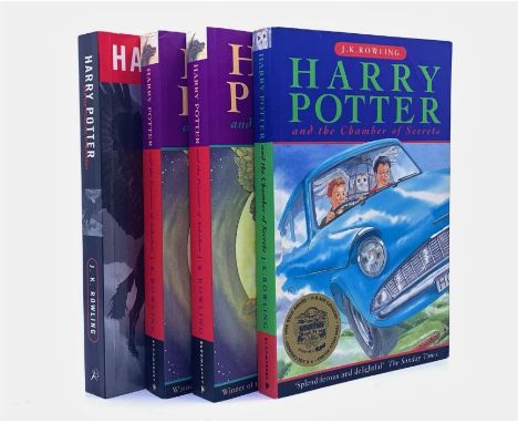 Rowling, J. K. Harry Potter. Collection of four first edition, first issue paperbacks, all bearing the full number line '10 9