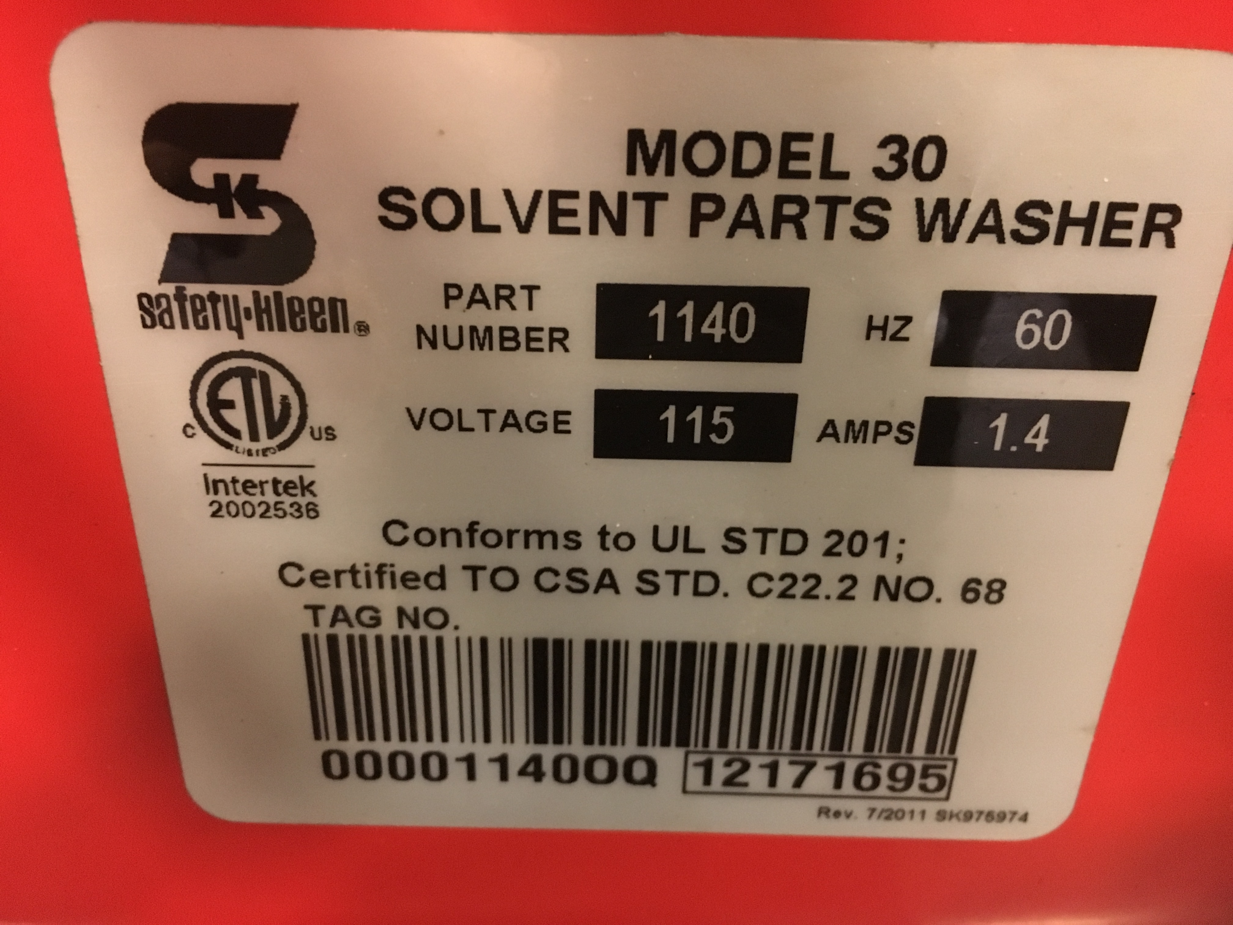 { Group of lots 30, 31, 32 } } } } Safety Kleen Model 30 Solvent Parts