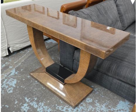 CONSOLE TABLE, 130cm x 40cm x 85cm, birch with ebonised detail. 