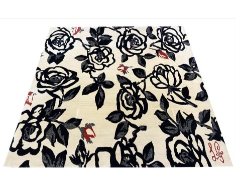 THE RUG COMPANY CARPET, 205cm x 201cm, 'Canvas Rose' designed by Lulu Guinness. 