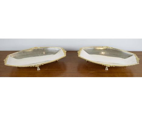 GARRARD &amp; Co. Ltd. SERVING DISHES, a pair, 43cm L x 26cm W x 7cm H, silver plate and gilt. (2) 