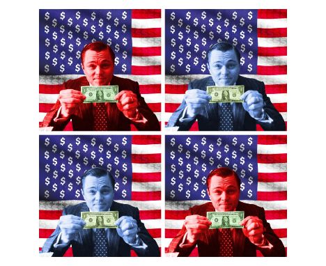 JIM WHEAT DOLLARS AND ART 'On the Money with Leo', giclée fine art print, artist's proof, signed, 60cm x 60cm, framed and gla