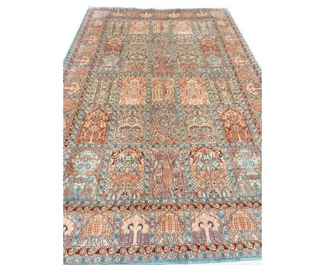 FINE PURE SILK TEHRAN DESIGN CARPET, 280cm x 180cm. 