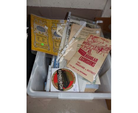 A selection of railway ephemera including vintage luggage labels; playing cards; etc.; O.R.C. programmes 1903; 13 railway vid