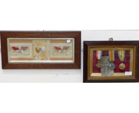 Army Service Corps WWI 1914-15 Star trio to M2-133838 Cpl Arthur Fearns A.S.C., framed with photograph with motorcycle and as