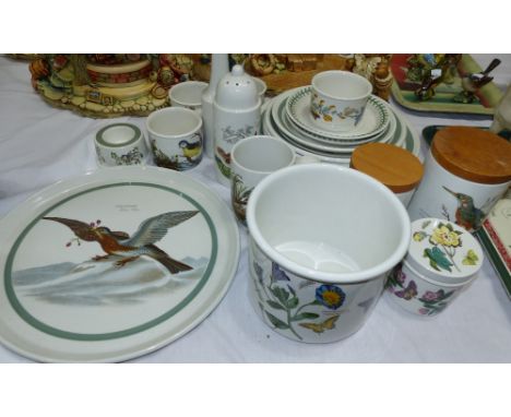 A selection of Portmeirion Botanic Garden pottery; a Wade commemorative whisky decanter; a Poole style biscuit barrel